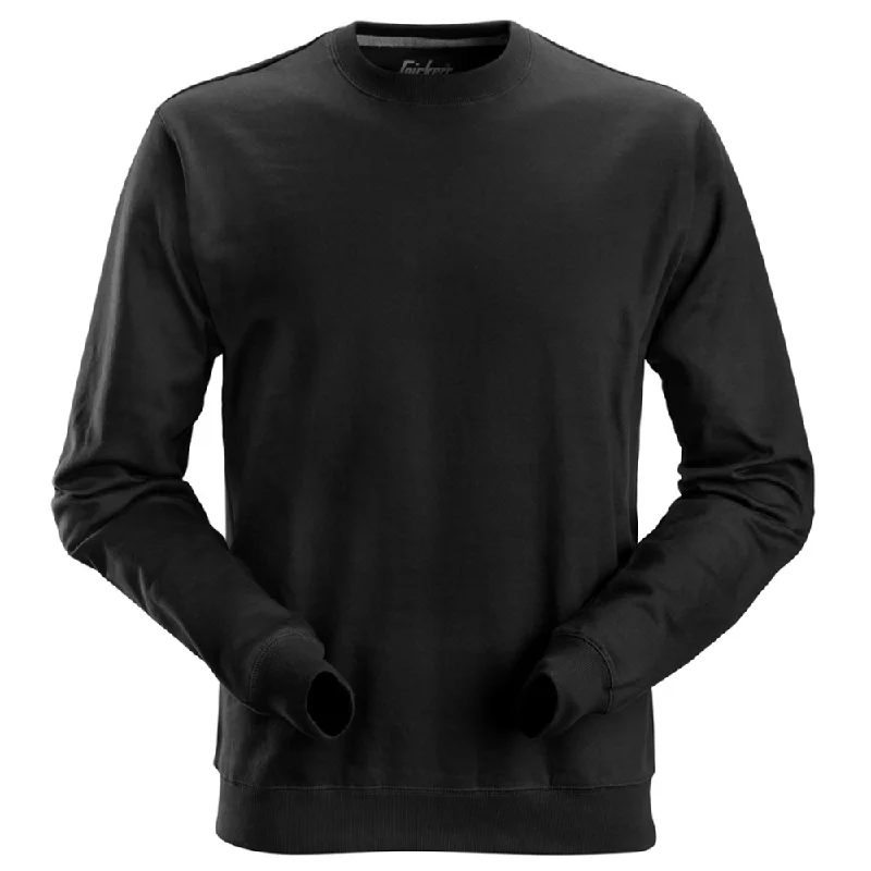 mens hoodie with sleek style details-Snickers 2810 Plain Crew Neck Sweatshirt Jumper Various Colours