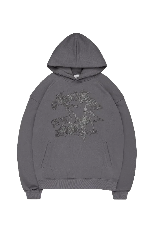 mens hoodie with breathable back panel-TEMPTING HOODIE STONE GREY