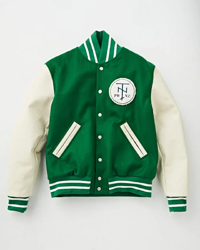 men's jacket for dry weather-Tenue. x Private White V.C. Varsity Jacket Forest Green