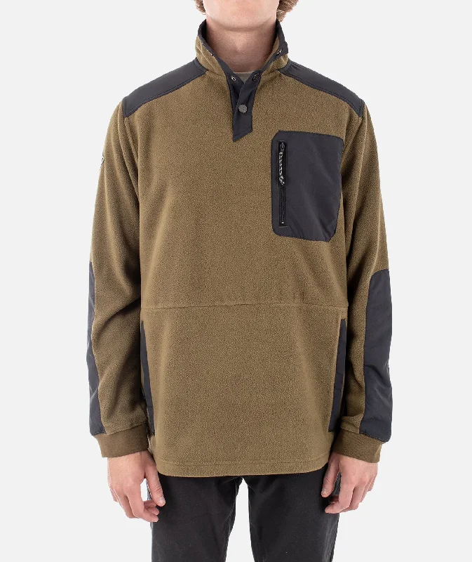 men's jackets with multi-layer design-The Pines Fleece Jacket - Olive