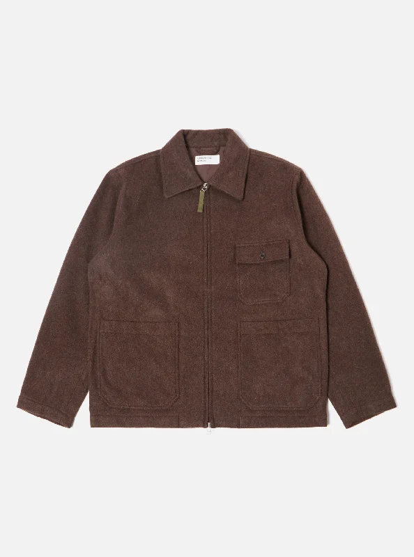 men's jackets with durable fabric-Universal Works Gower Jacket in Brown Melange Melton