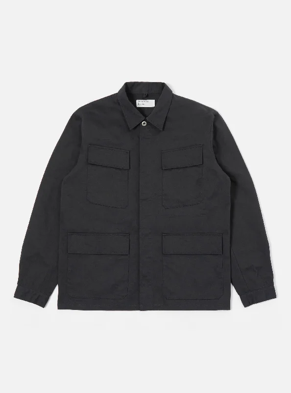 men's jackets for winter warmth-Universal Works MW Fatigue Jacket in Black Twill