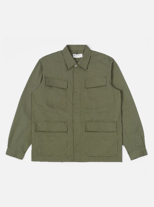 men's jackets for outdoor excursions-Universal Works MW Fatigue Jacket in Light Olive Twill