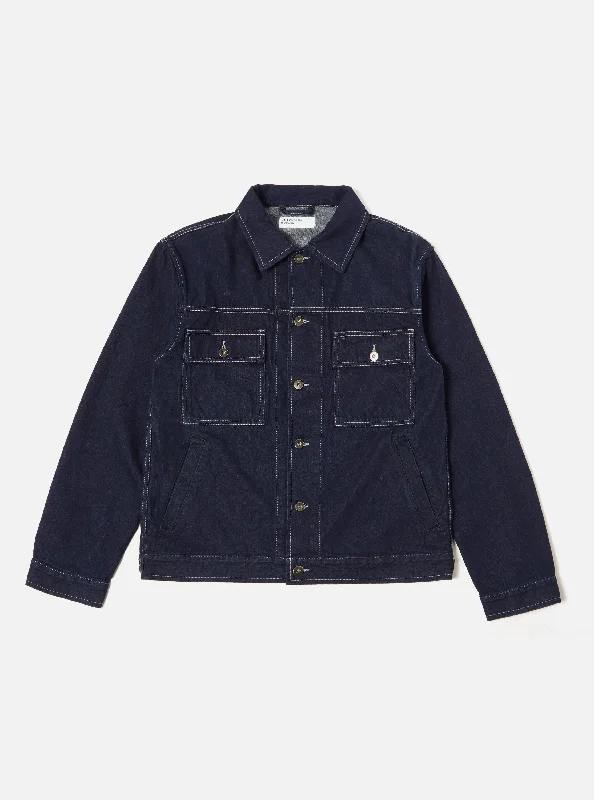 men's jackets for casual weekends-Universal Works Trucker Jacket in 11oz Indigo Denim