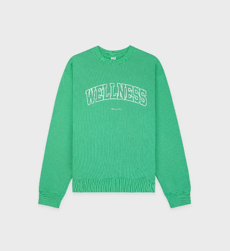 mens hoodie with sleek finish-Wellness Ivy Crewneck - Verde/White