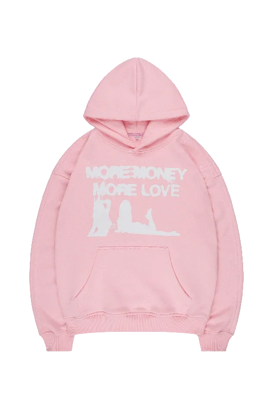 mens hoodie with oversized silhouette-WET DREAM HOODIE PINK