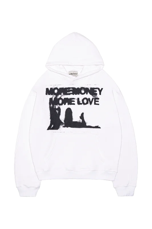 mens hoodie with minimalist logo-WET DREAM HOODIE POLAR WHITE