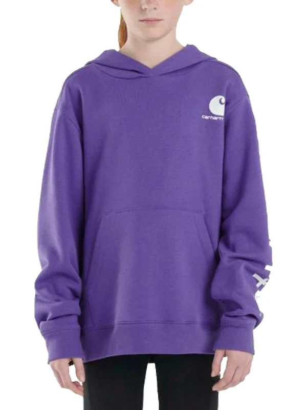 mens hoodie with sporty neckline-Youth Logo Graphic Hoodie - Violet