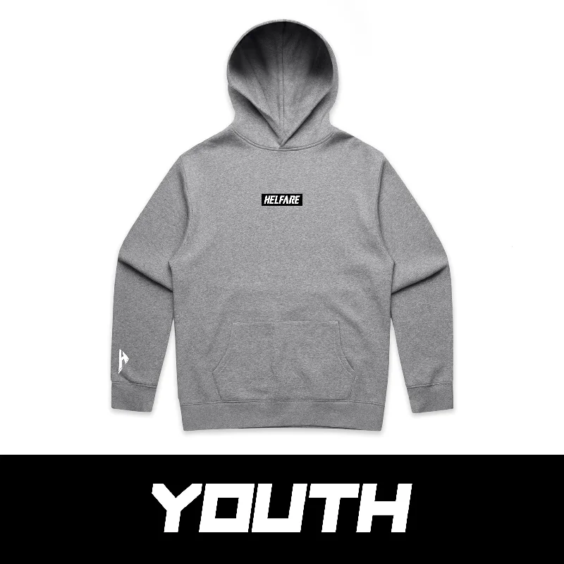 mens hoodie with simple front design-Youth Stamp Hood | Grey Heather