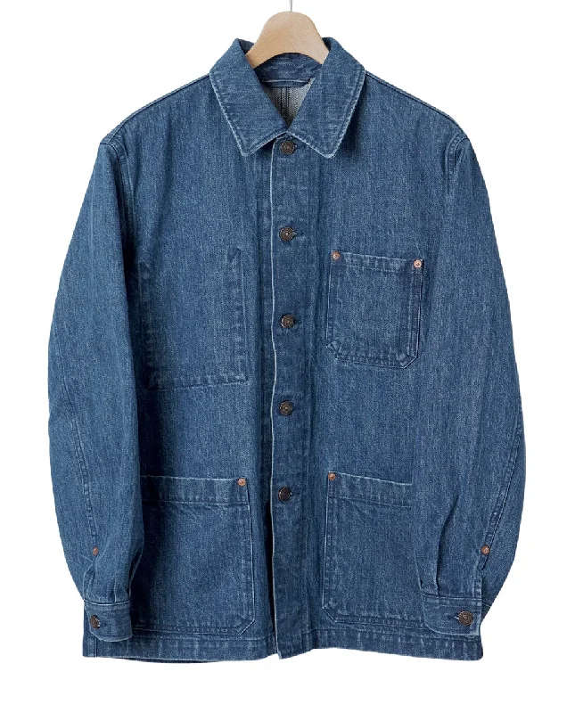 men's jackets with soft inner lining-Denim French Work Jacket