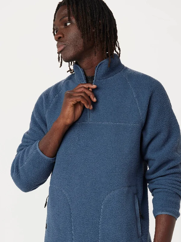 Men's top-layer sweater-The Axis Polar Fleece Half Zip in Vintage Indigo