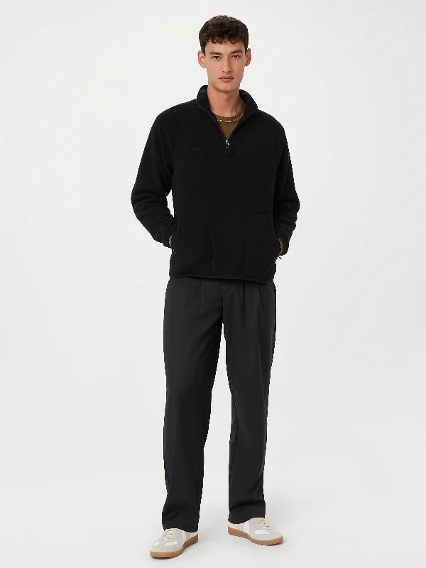 Men's nano-fiber sweater-The Axis Polar Fleece Half Zip in Black