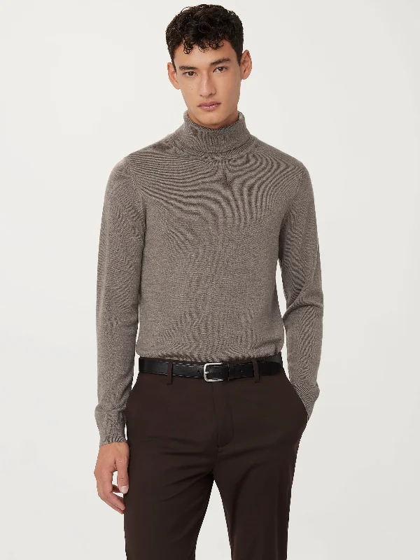 Men's steampunk sweater-The Merino Wool Turtleneck in Dark Taupe