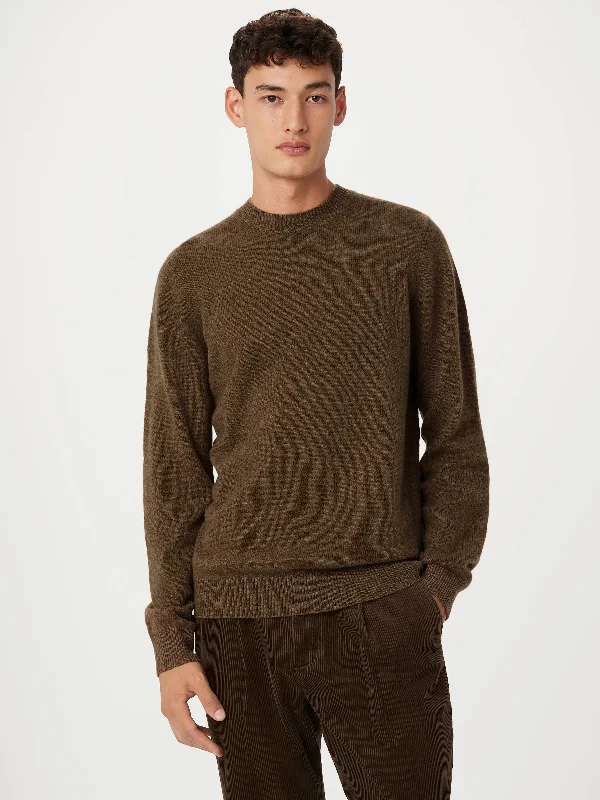 Men's coarse-knit sweater-The Yak Wool Crewneck Sweater in Mustang Brown