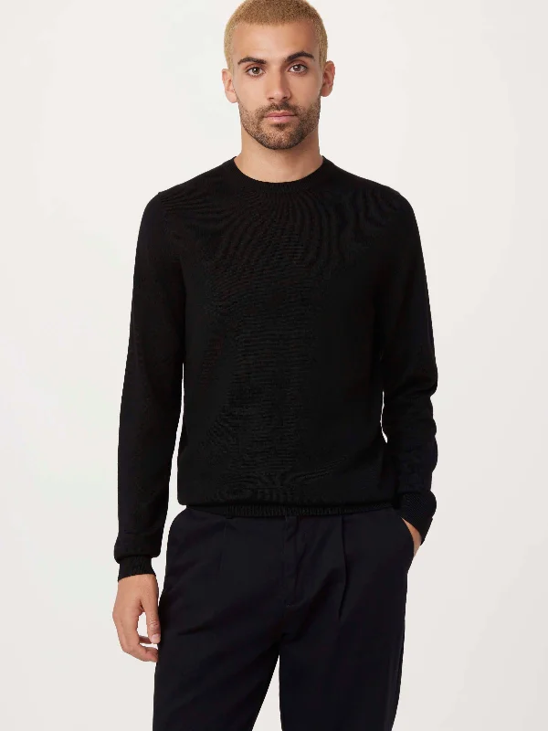 Men's totem sweater-The Merino Crewneck Sweater in Black