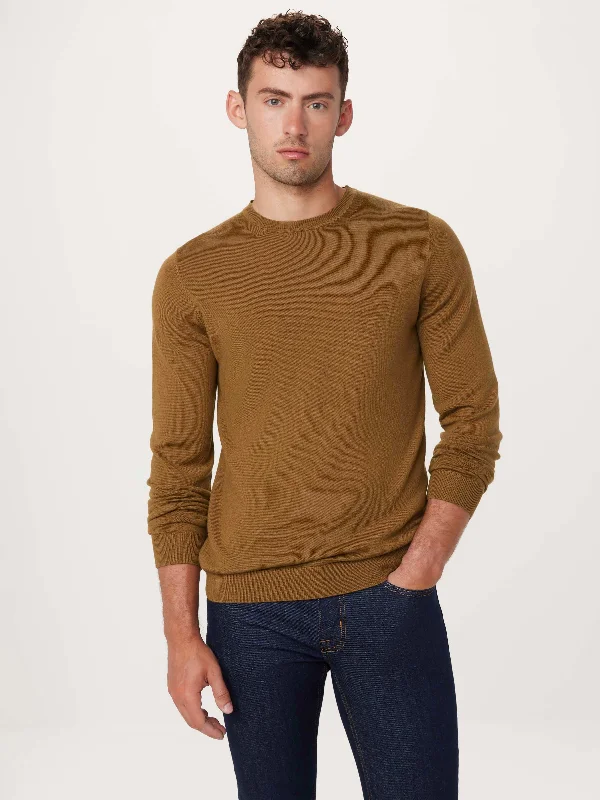 Men's lighthouse sweater-The Merino Crewneck Sweater in Caramel