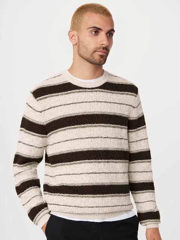 Men's submarine sweater-The Striped Crewneck in Light Beige