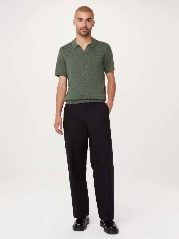 Men's experimental sweater-The Johnny Collar Merino Polo in Light Green