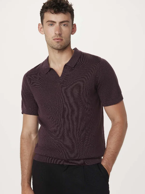 Men's renaissance sweater-The Johnny Collar Merino Polo in Purple