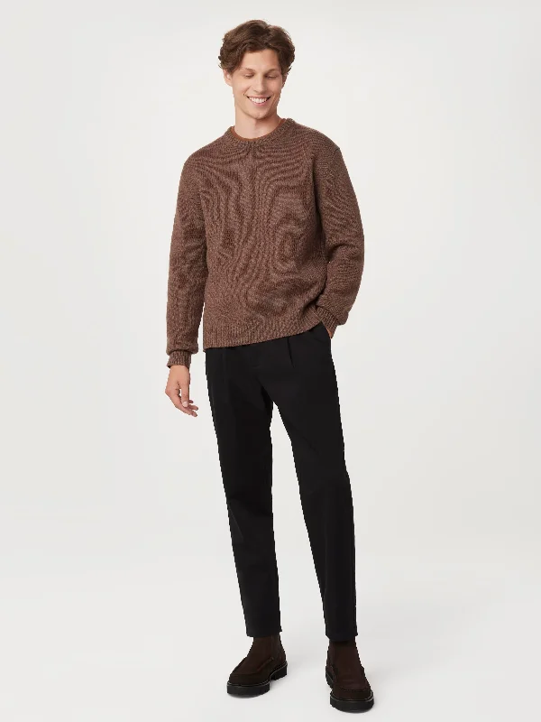 Men's sherpa-lined sweater-The Lambswool Sweater in Brown