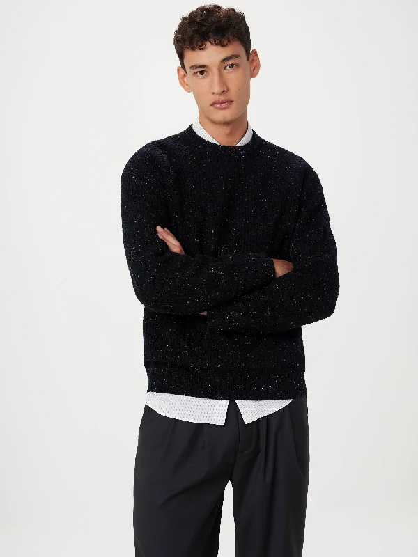 Men's artifact sweater-The Donegal Crewneck Sweater in Black