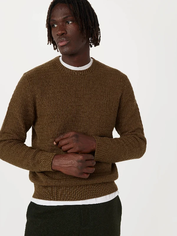 Men's houndstooth sweater-The Ribbed Crewneck Sweater in Tuscany Green