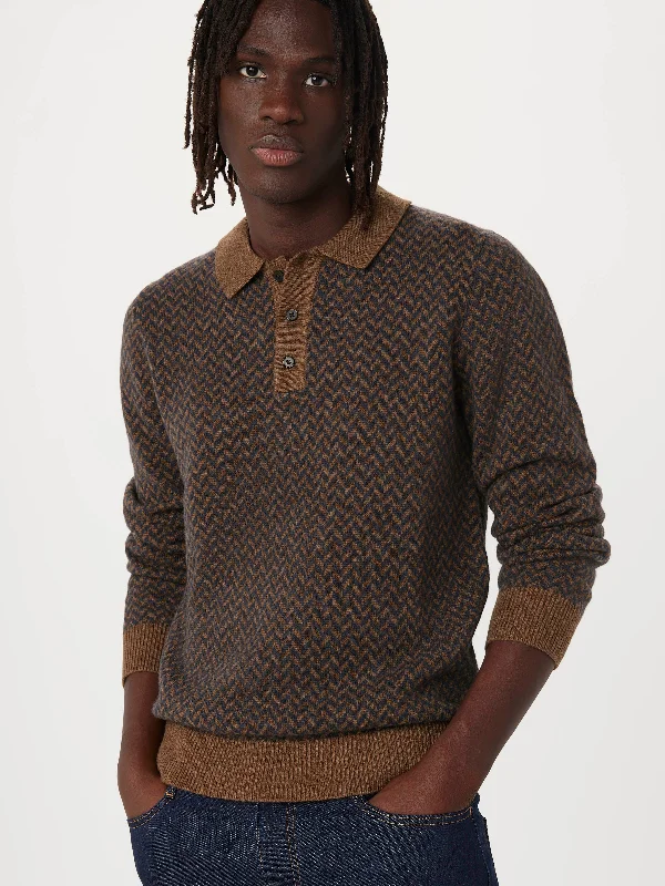 Men's atelier sweater-The Yak Wool Polo Sweater in Mustang Brown