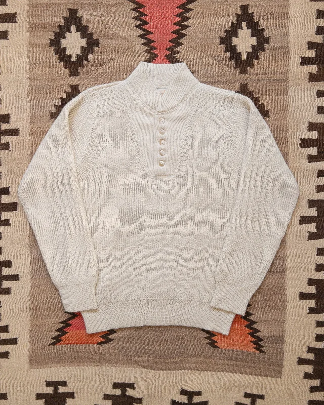 Men's poet sweater-Alpaca Submariner Henley - Cream