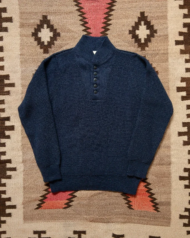 Men's moonlit sweater-Alpaca Submariner Henley - Vintage Navy