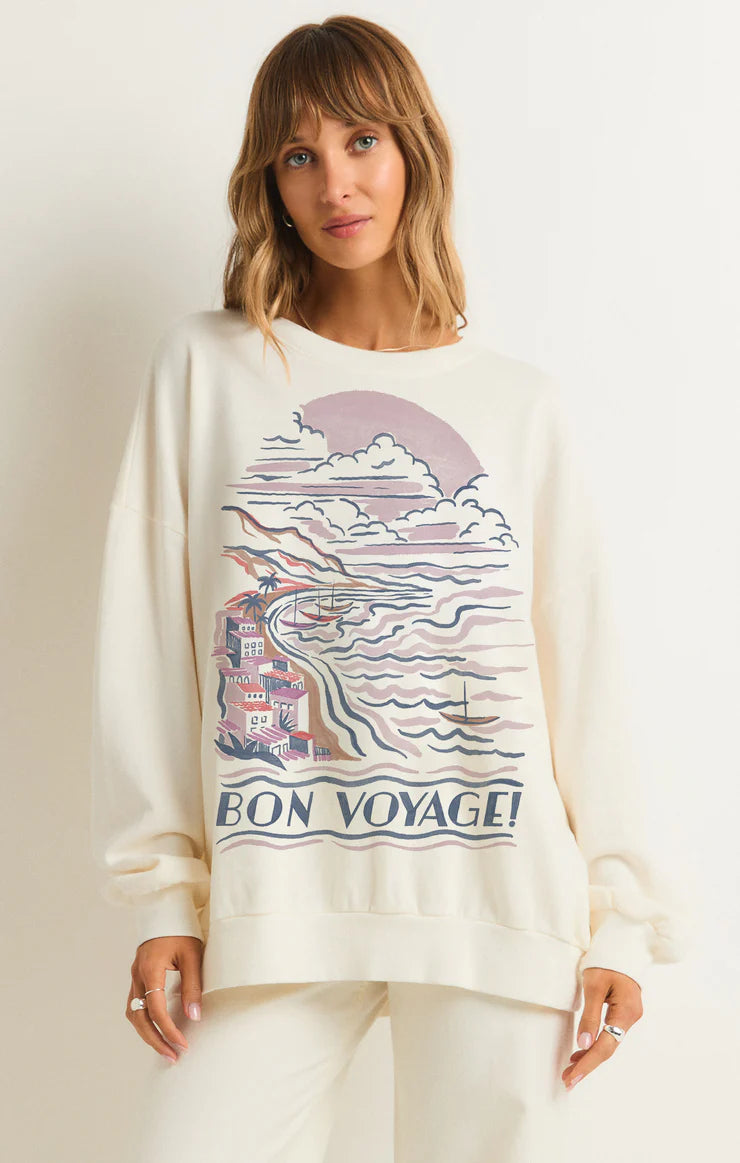 Men's runway sweater-Bon Voyage Sunday Sweatshirt in Sea Salt