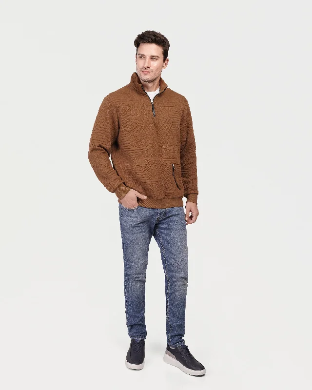 Men's evening sweater-Captioned Half Zipper Sweater-25708