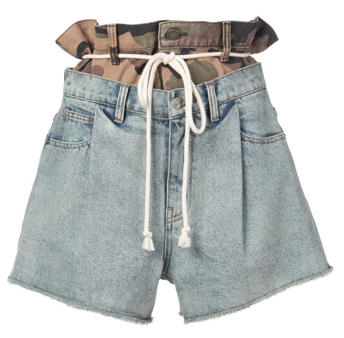 Men’s short-sleeve heritage tops-DOUBLE HAC DENIM SHORTS BLUE DENIM/ JUNGLE CAMO