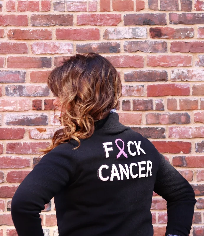 Men's sage sweater-Fuck Cancer Zip Up- 25% of each sale goes to Runway For Recovery