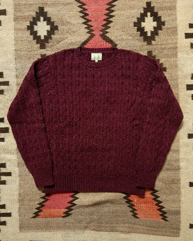 Men's natural dye sweater-Highland Cableknit Sweater - Bordeaux