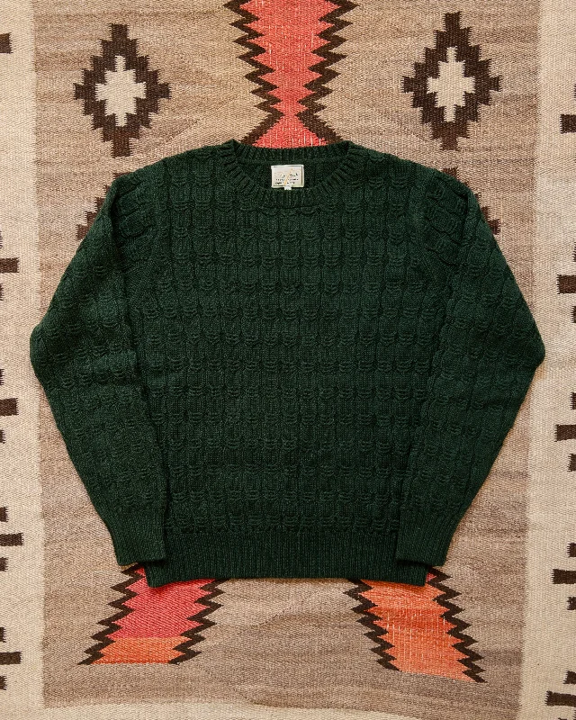 Men's heavyweight wool sweater-Highland Cableknit Sweater - Evergreen