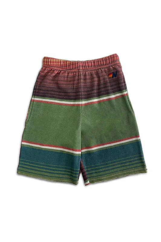 Men’s short-sleeve faded stripe tops-KID'S TULUM SWEATSHORTS - JUNGLE GREEN