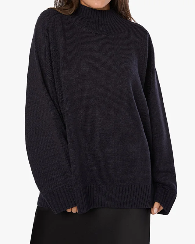 Men's nostalgia sweater-Oversized Funnel Neck Sweater