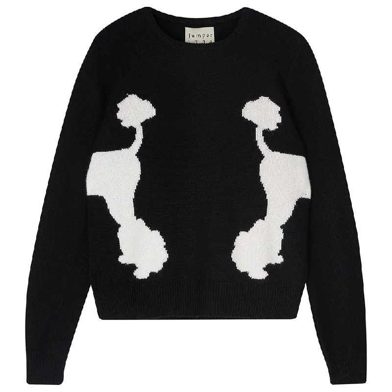 Men's dawn knit sweater-Poodle Crew Sweater in Black and White