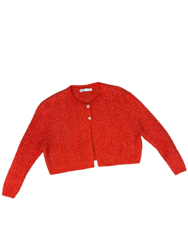 Men’s short-sleeve pure tees-Sweater Cardigan By Zara In Red, Size: M