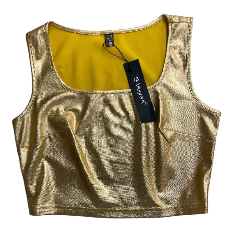 Men’s short-sleeve low-key polos-Top Sleeveless By Allegra K In Gold, Size: Xs