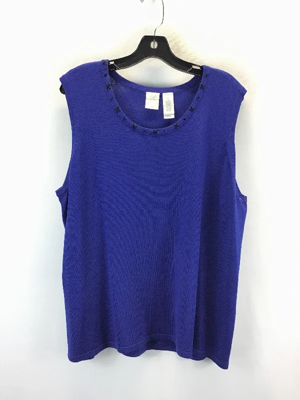 Men’s short-sleeve moor tees-Top Sleeveless By Emma James In Blue, Size: 3x