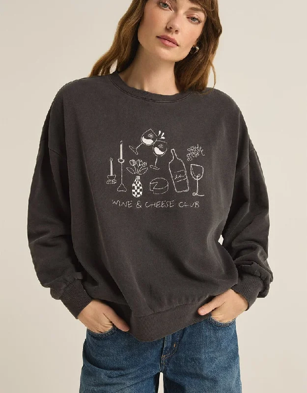 Men's mod sweater-Wine Club Sunday Sweatshirt in Black Sand