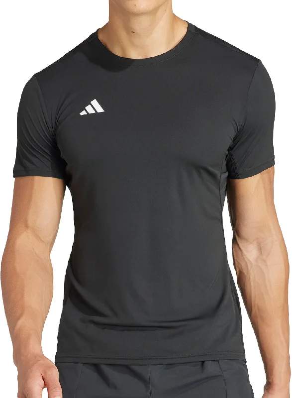 Men’s short-sleeve reversible polos-adidas Adizero Essentials Short Sleeve Mens Running Top - Black