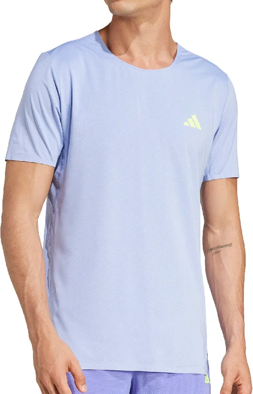 Men’s short-sleeve coil tops-adidas Adizero Short Sleeve Mens Running Top - Blue