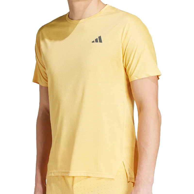 Men’s short-sleeve hark tops-adidas Adizero Short Sleeve Mens Running Top - Yellow