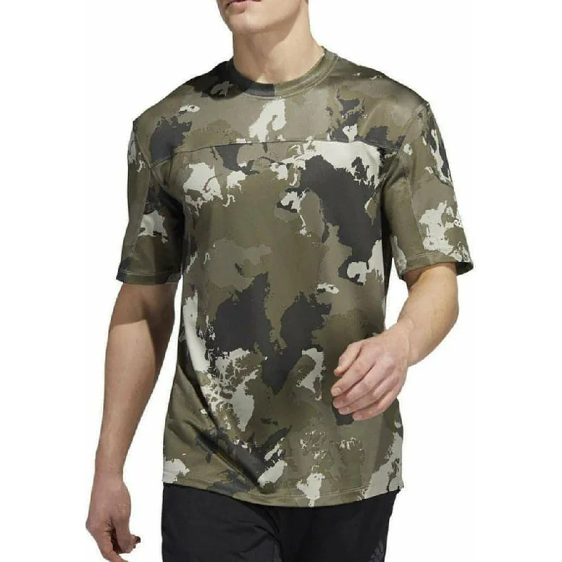 Men’s short-sleeve ridge shirts-adidas Continent Camo City Short Sleeve Mens Training Top - Green