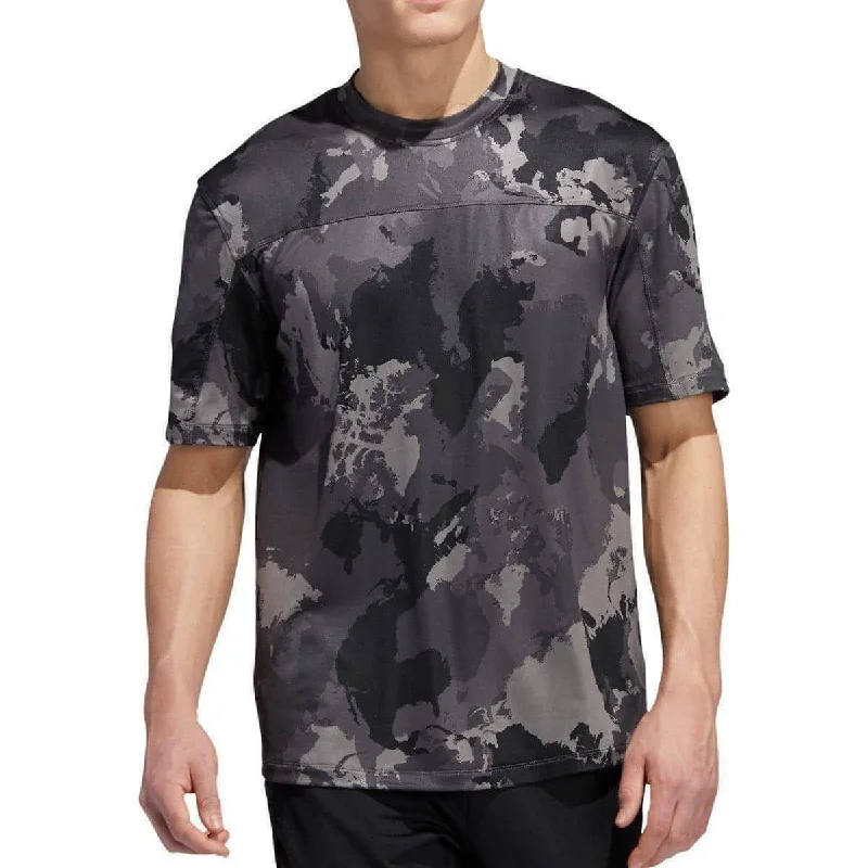 Men’s short-sleeve geometric shirts-adidas Continent Camo City Short Sleeve Mens Training Top - Grey