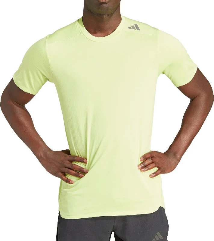 Men’s short-sleeve zest tops-adidas Designed 4 Training Short Sleeve Mens Training Top - Green