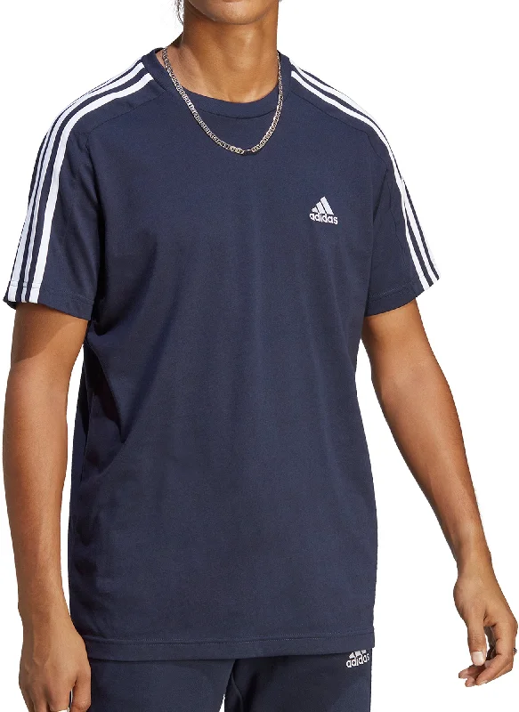 Men’s short-sleeve nook tees-adidas Essentials 3 Stripes Short Sleeve Mens Top - Blue