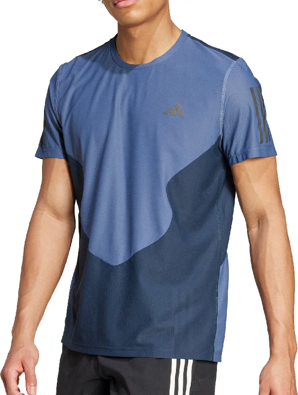 Men’s short-sleeve iris tops-adidas Own The Run Short Sleeve Mens Running Top - Blue